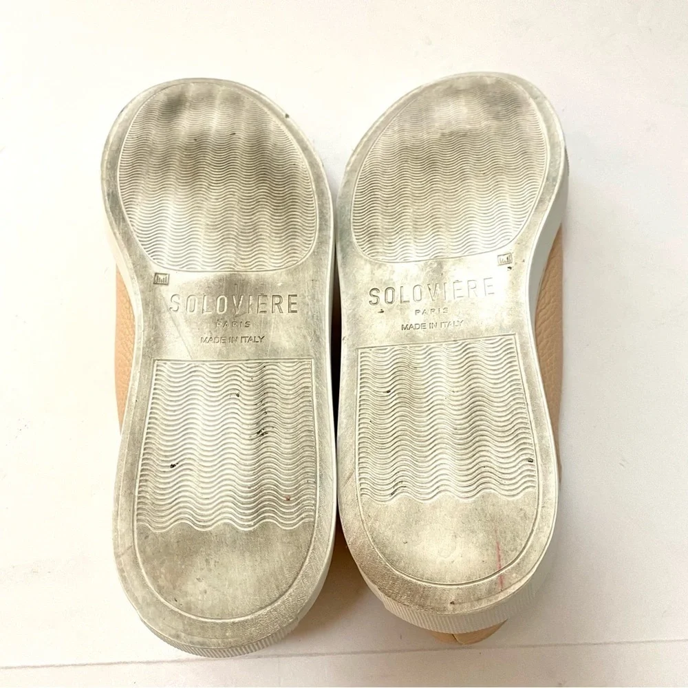 Soloviere Pebbled Leather Low Top Sneakers Shoes EU41 US 10.5 Italy Lace-up